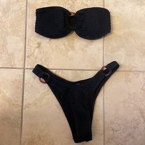 High leg black bikini medium
